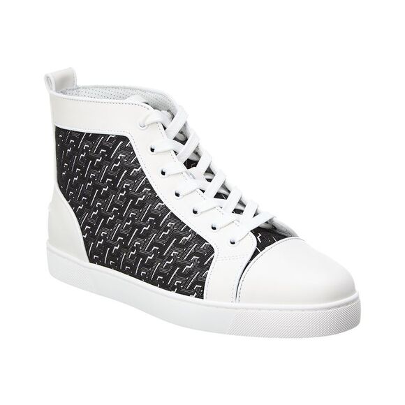 Christian Louboutin Louis Coated Canvas & Leather High-Top Sneaker, White - Picture 1 of 3